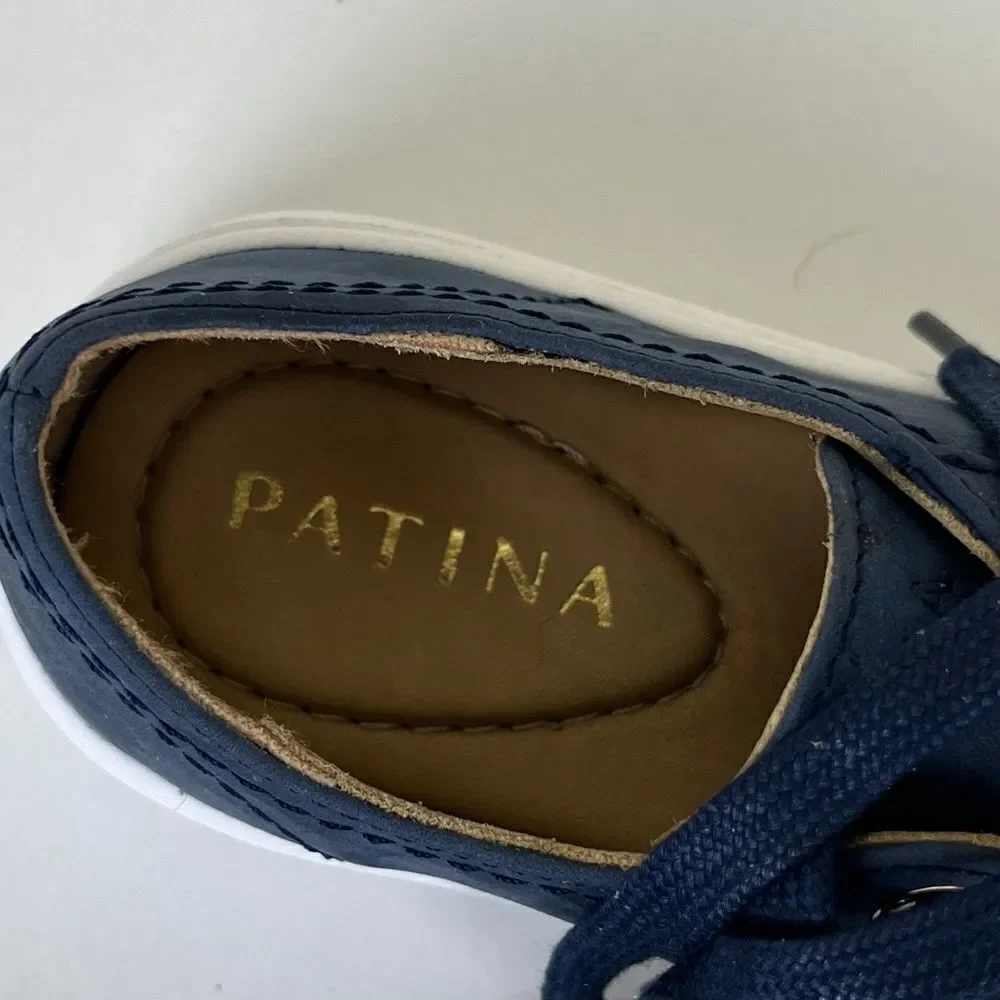 Patina Portland Leather Women’s Size 6.5 Blue Low Top Street Sneakers Casual